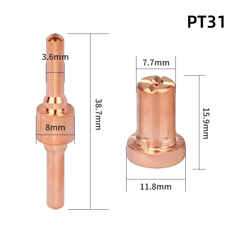 40pcs Red Copper Extended Long Plasma Cutter Tip Electrodes&Nozzles Kit Consumable For PT31 LG40 40A Cutting Welder Torch
