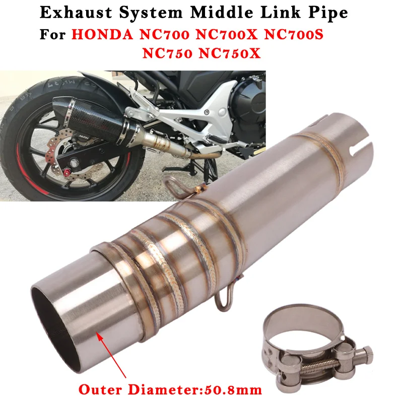 

Slip On For For HONDA NC700 NC700X NC700S NC750 NC750X Motorcycle Exhaust Modified System Escape Muffler Middle Link Pipe 51mm