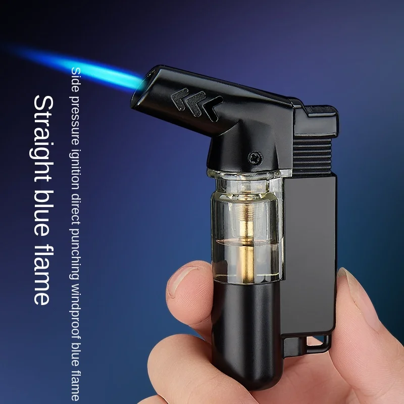 Visible Gas Window Blue Flame Windproof Butane Jet 1300 C Turbo Torch Lighter Key Ring Cigarette Cigar Lighter Inflatable