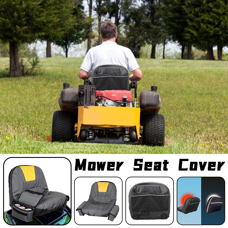 

Universal Lawn Mower Seat Cover Waterproof Dustproof Oxford Cloth Riding Tractor Protectors with Storage Pockets for Garden Care
