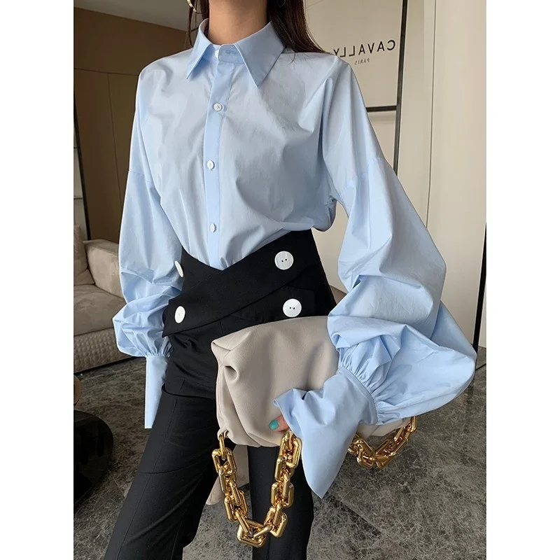 

Designer Women's Dress Small Style French Lantern Sleeve Shirt Women's Fashion Foreign Style Top Long Sleeve Light Mature Spring