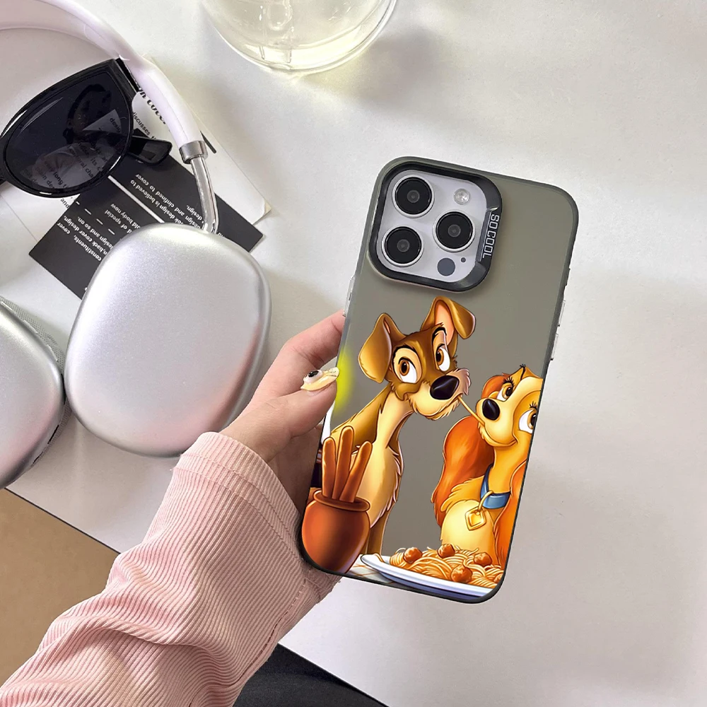 MINISO Lady and the Tramp Phone Case For Samsung S24 23 22 ULTRA A34 33 32 20S 5G 4G Laser Cover