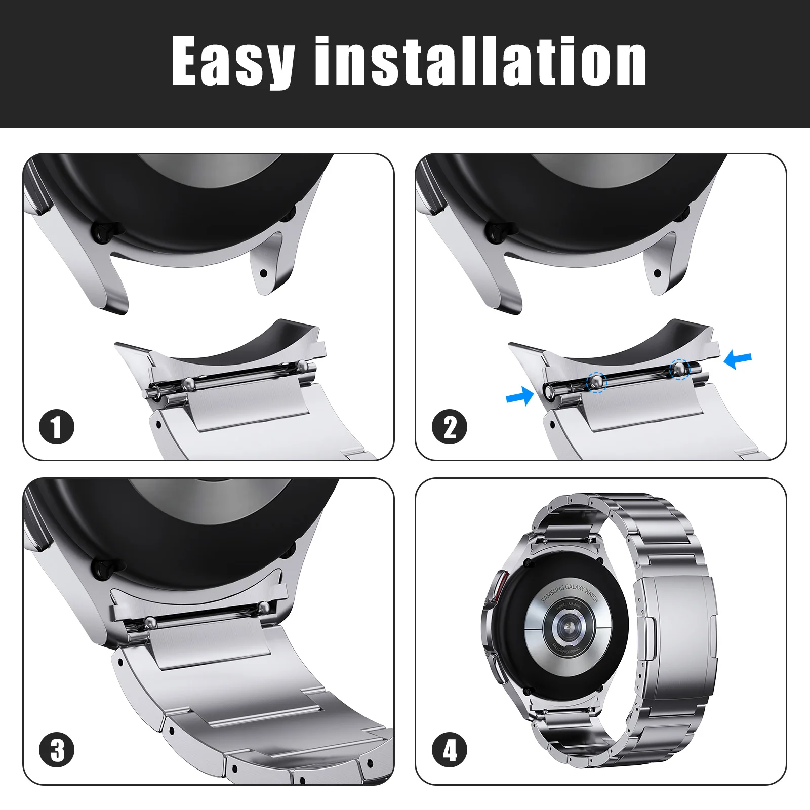 High Quality Titanium Strap for Samsung Galaxy Watch 6 Classic 43 47mm 40/44mm Band for Galaxy Watch 6 5 4 No Gaps Wristband