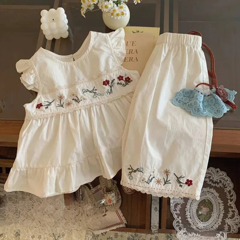 Girl Toddler Cotton 2piece Set Children Clothes 26 Summer Autumn Cute Sweet Durable Korean-style Baby Outfit 2-12 Years Suit