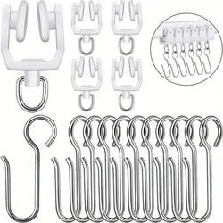 50pcs Curtain Track Roller And S Shaped Metal Hooks Flexible Ceiling Curtain Track Accessories