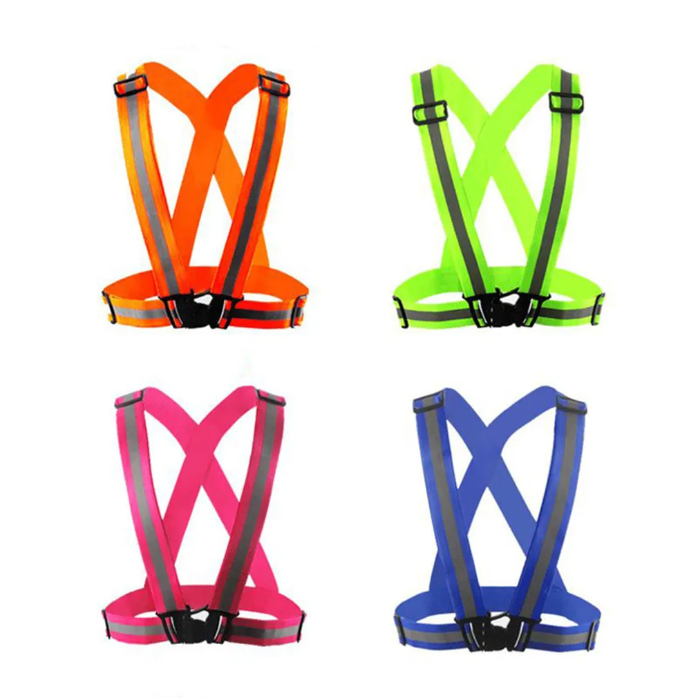 2022 New Highlight Reflective Straps Night Running Riding Clothing Vest Adjustable Safety Vest Elastic Band For Adults Children