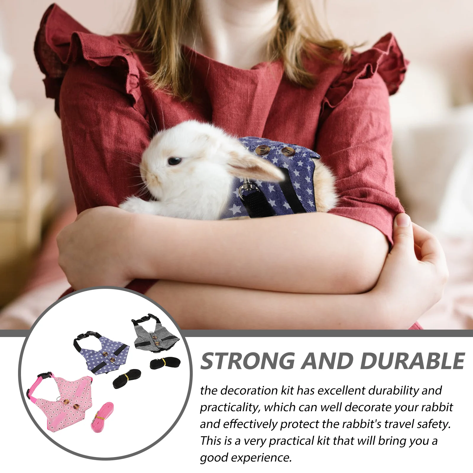 

3 Sets Vest Rabbit Rope Bunny Leash Accessories for Rabbits Suit Pet Harness Clothes