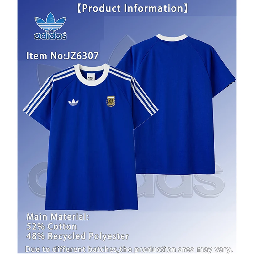 Adidas Originals AFA Argentina OG Tee Camiseta unisex informal de fútbol de manga corta JZ6307
