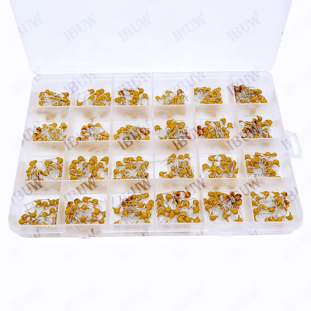 480PCS 24Values Monolithic Ceramic Capacitor Kit (10PF-10UF) Signal Filtering KIT Boxed & for Electronic Circuit Coupling 10PF
