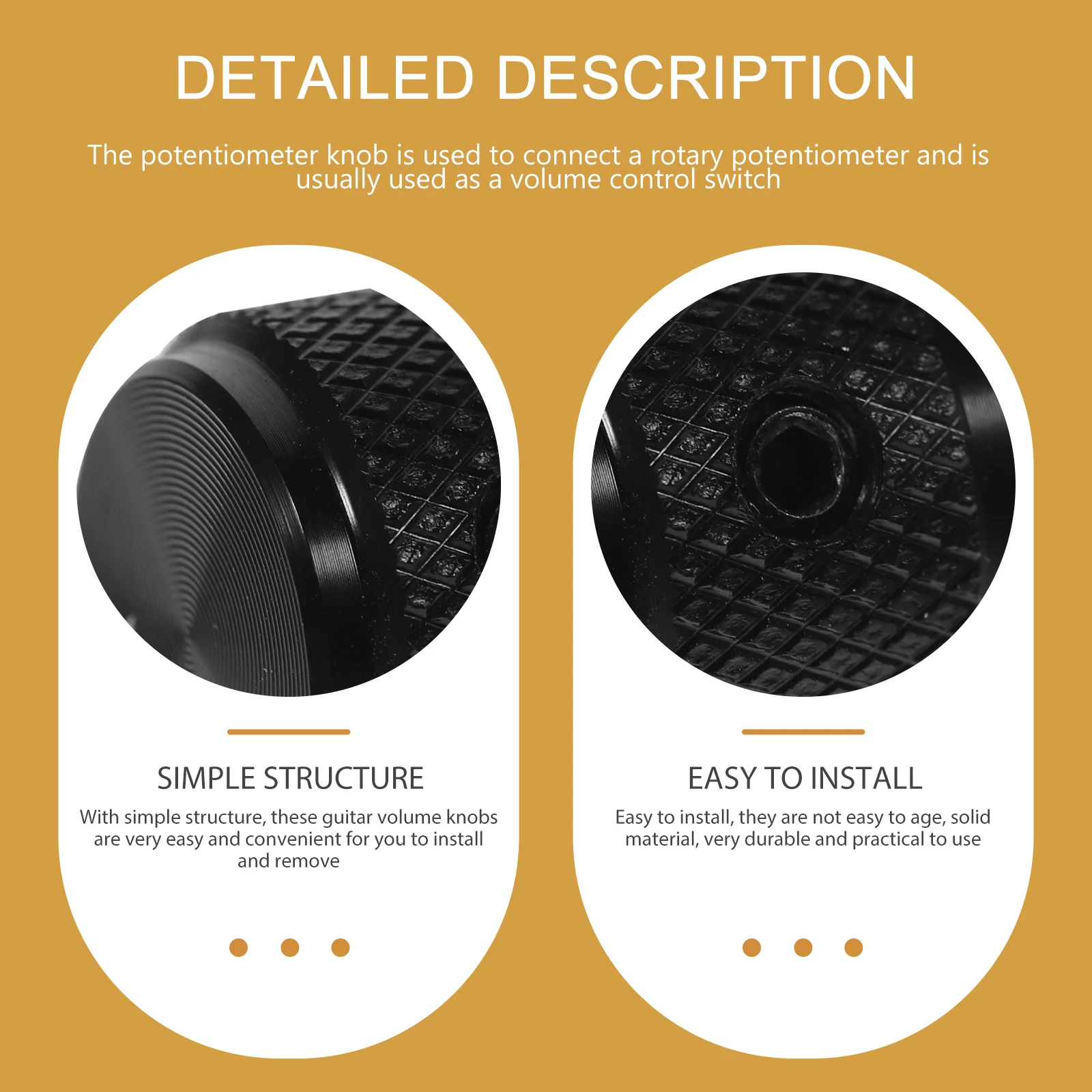 

4 Pcs Aluminum Alloy Volume Knob Guitar Electric Parts Accessories Knobs Tone Black
