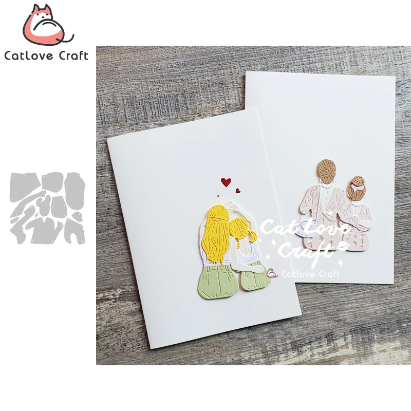 Catlove Mother and Daughter Metal Cutting Dies Scrapbooking Mold Knife Stencil Die Cuts Card Making DIY Craft Embossing New Dies