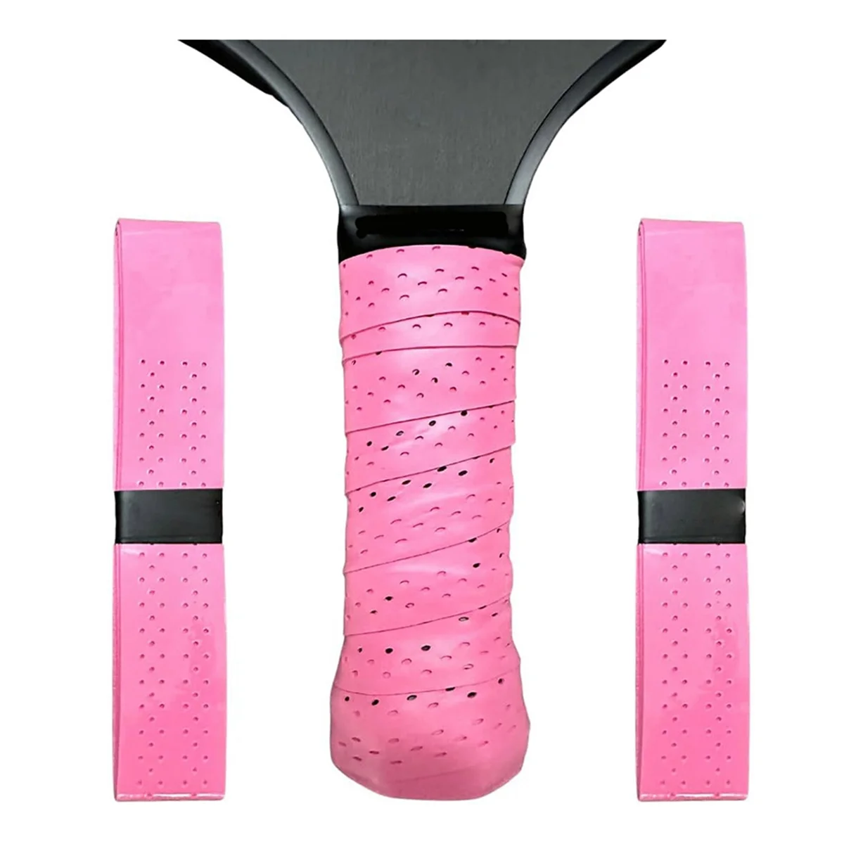 1 Pair of Pickleball Racket Tennis Racket Grips Sweat-Absorbent Anti-Slip Tape Wrap Tape for Handles-Pink