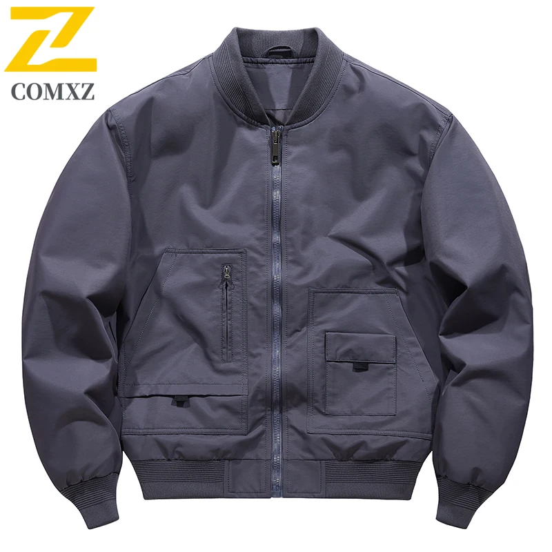 COMXZ New Jacket Men Lightw Luxurious Baseball Collar Fly Fishing Coat Casual Lightweight Windproof Stylish Autumn Outerwear