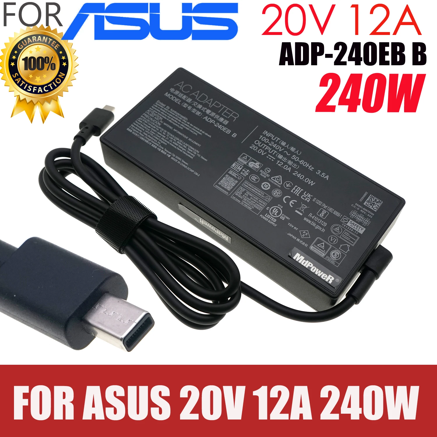 

20V 12A ADP-240EB B 240W AC Adapter Charger For ASUS ROG Zephyrus G14 GA403 G16 (2025) GU605 USB Tip Gaming laptop power supply