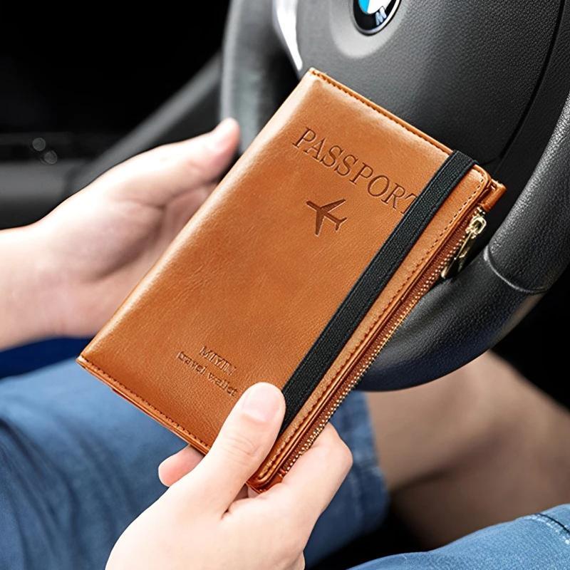 

RFID Retro PU Leather Travel Passport Wallet Case Travel Accessories Credit Card Business Card Clip Wallet0Ladies and Men's