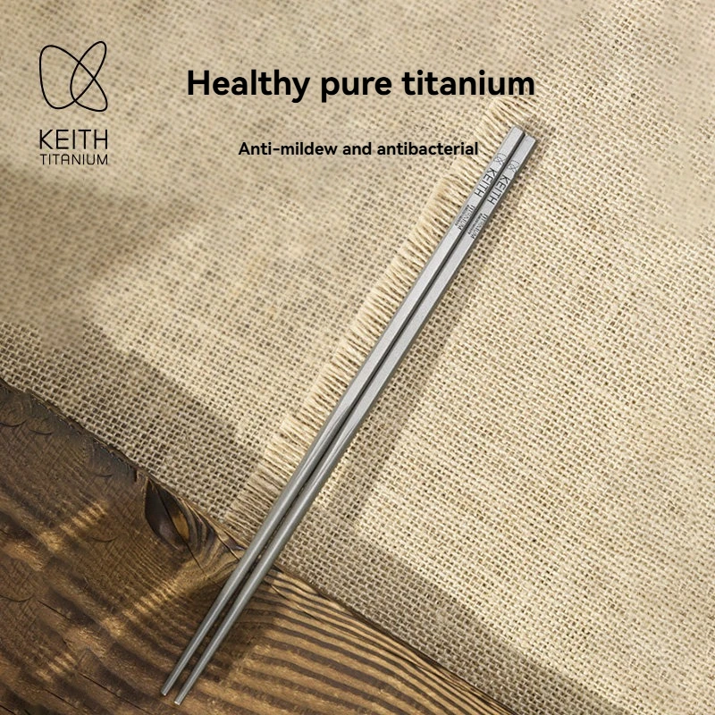 Keith Titanium Round Chopsticks Food Sticks Outdoor Travel Tableware For Camping Picnic Hiking Chinese Light Chopsticks Ti5620