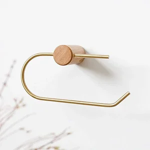 Hygienische Holzpapierhalterung, ohne Bohrer, Küchenlager, Messinghandtuchbügel, Badezimmerzubehör, an der Wand montiert 10 Hauptverkaufsholz Woods - №8