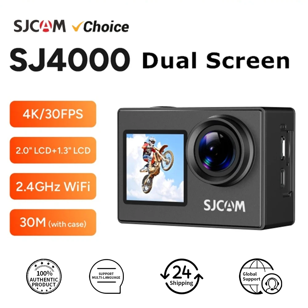 SJCAM SJ4000 Dual Screen 4K Action Camera 30M Waterproof 2.4G Wifi Anti-Shake Sports Action Cameras Motorcycle Bicycle Helmet