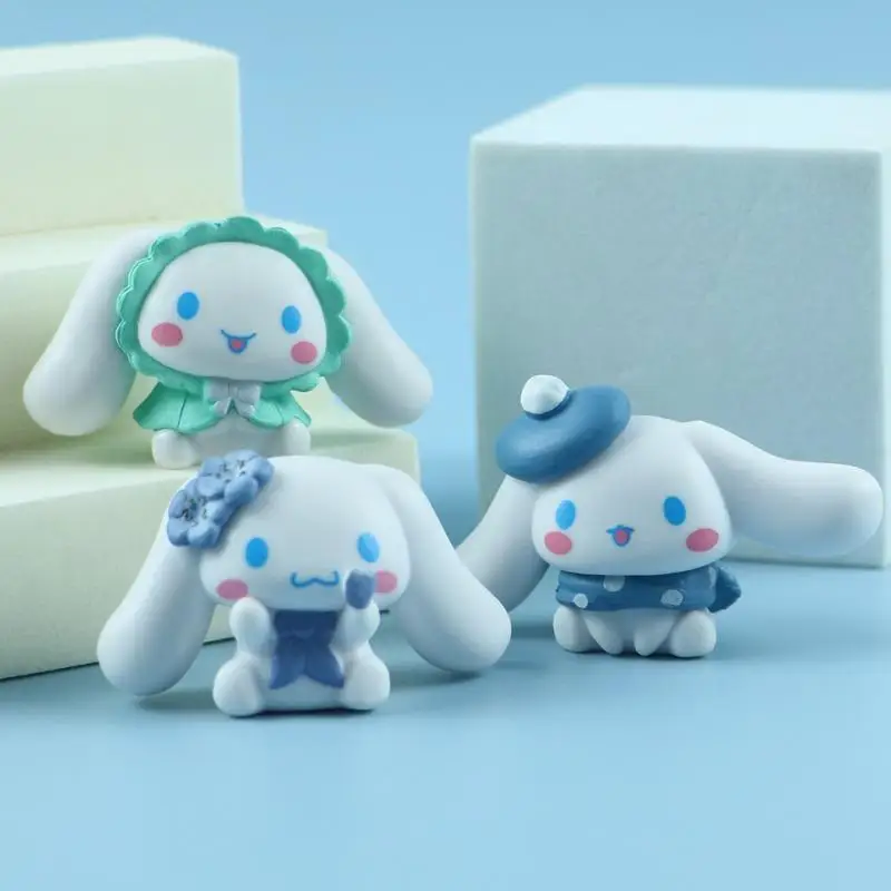 5pcs Sanrio Cinnamoroll Toys Action Anime Figures Cute Summer Set Cartoon Tabletop Cake Decoration Room Ornaments Kids Gifts