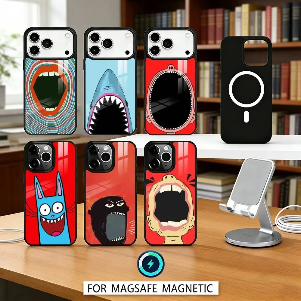 

Ah, please open your mouth Phone Case For iPhone17,16,15,14,13,12,Pro,Max,Magnetic For Magsafe Wireless Charging