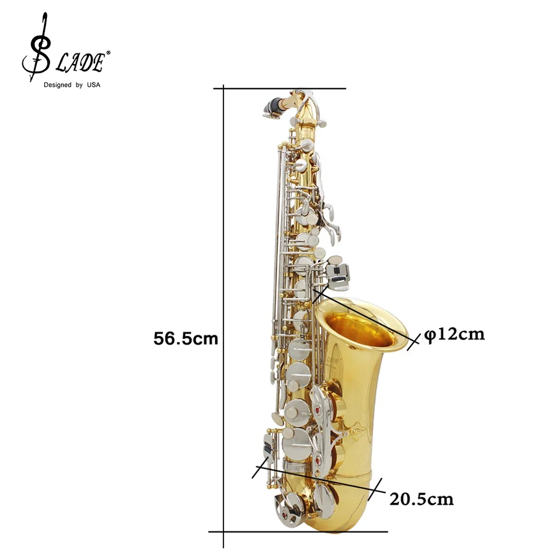 SLADE-Saxophone alto mi bémol, calcul professionnel, vent, laiton, laque or, mi bémol, avec étui, pièces et accessoires