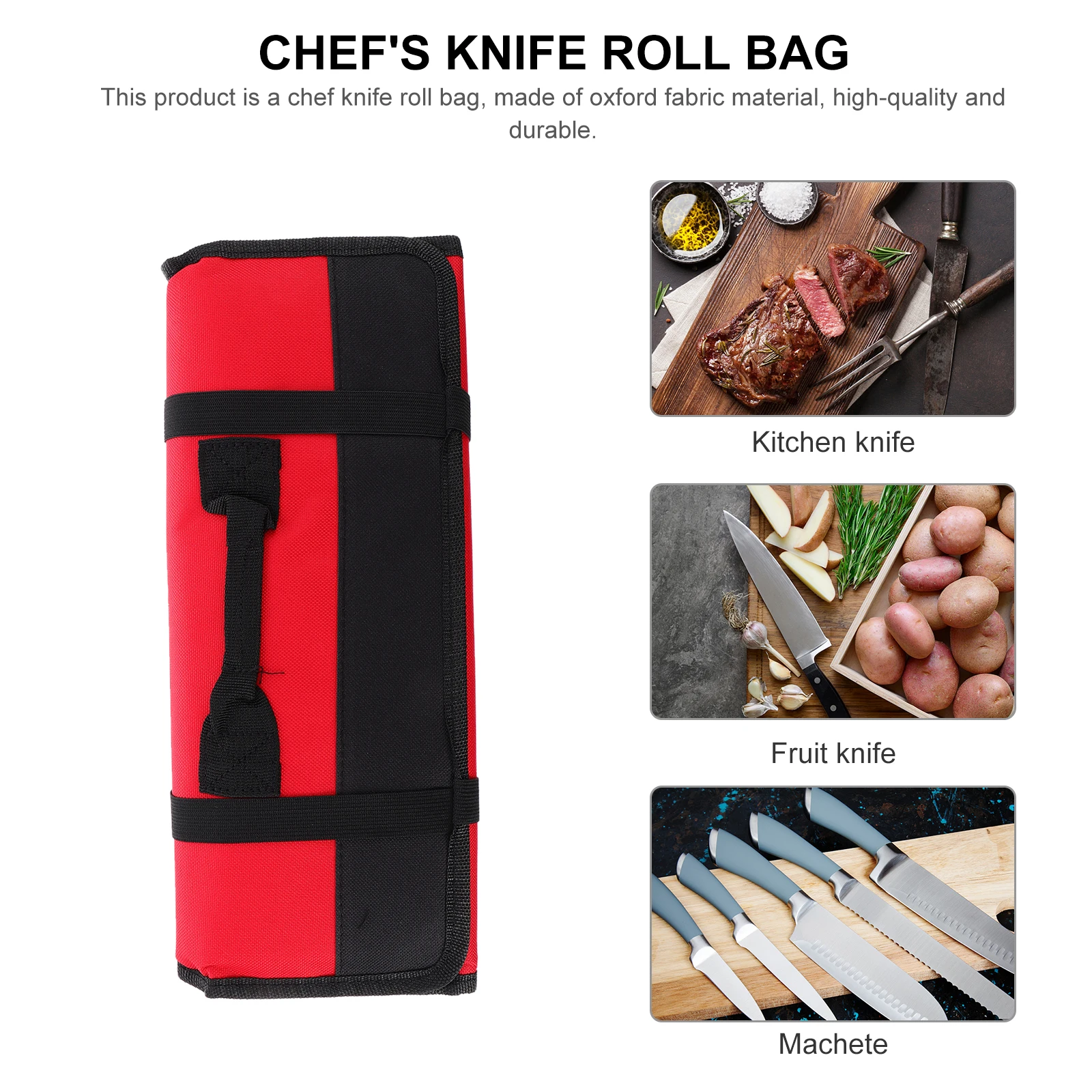 

22 Slots Knife Portable Roll Bag Bag Cutlery ganizer Portable Roll Case Lightweight Home Restaurant Bar Kitchen