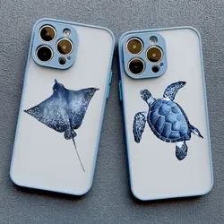 Ocean Animal Cute Dolphin Sea Turtle Sea Blue Etui na telefon do iPhone 7 8 Plus X XR XS 16 15 14 11 12 13 Pro Max Mini Cover Fundas