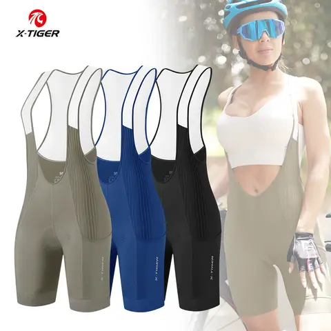 X-TIGER Bib Shorts Cycling Women 5D Thick Padding Mountain Road Bike Bib Shorts Summer UV Protection Professional Cycling Shorts