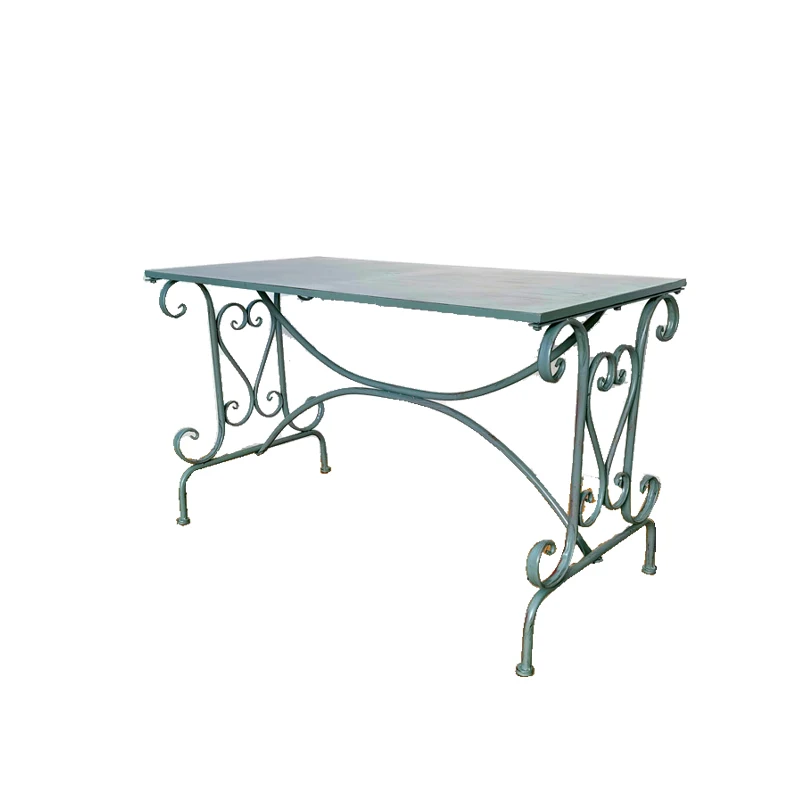 Old European Style Iron Rust Proof Outdoor Table, Leisure Garden Decoration Shelf, Courtyard Long Tea Table