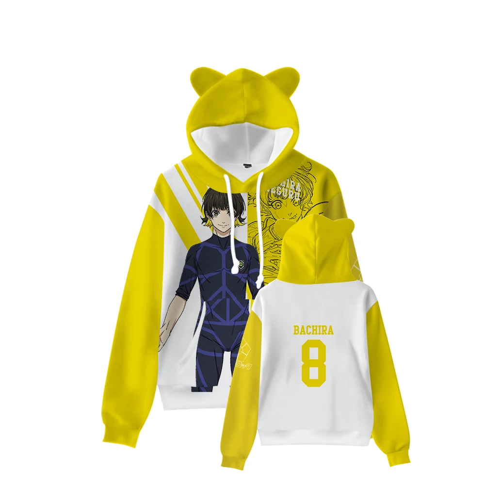 

Newest BLUE LOCK Cat Ear Hoodie Boys Girls Cartoon Harajuku Children's Casual Hoodies Sweatshirt Hip Hop Fashion Pullovers