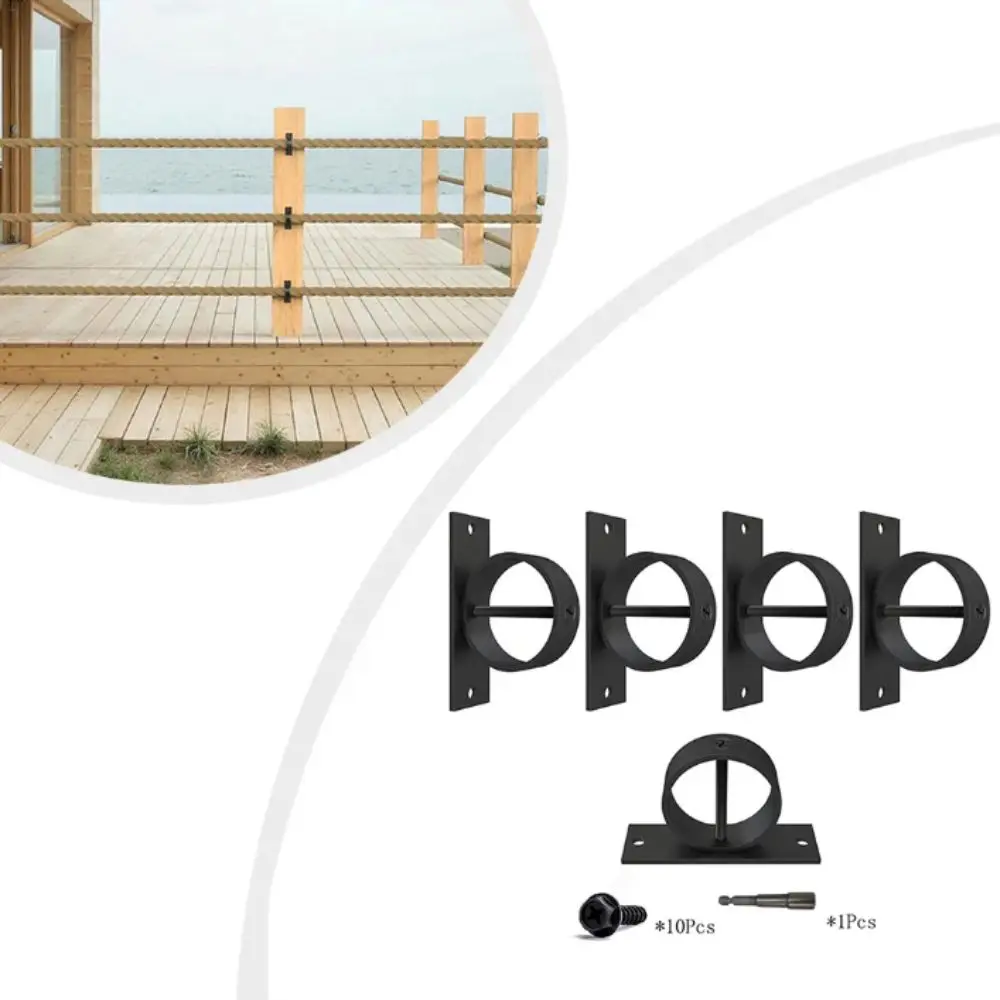 Black Finish Stainless Steel Rope Holder Rust-Proof Coating Stainless Steel Material Rope Clamps Complete Installation Package