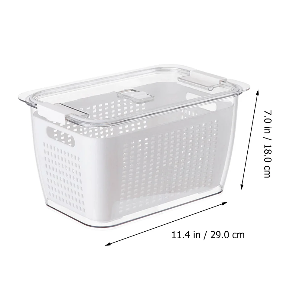 

Double Layer PET Food Storage Container Drainage Basket 2 Sizes Vegetable ganizer Refrigerator Box Preservation