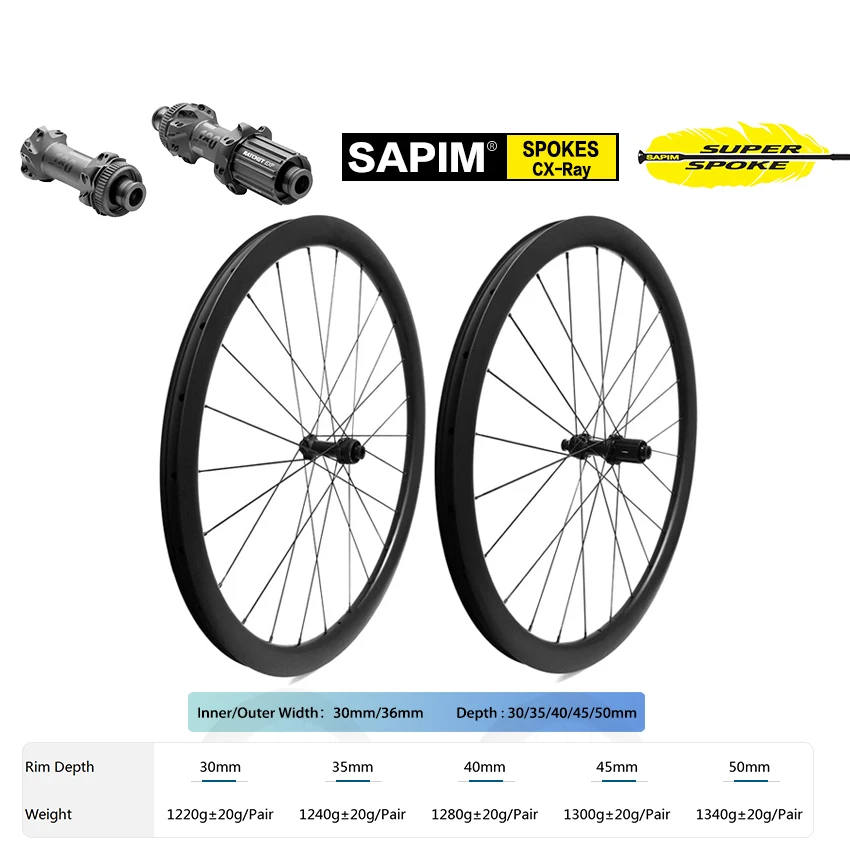 Airwolf New Arrival T1100 Super Light 36mm Width Carbon Gravel Bike Wheels High Quality Carbon Gravel Cyclecorss Bicycle Wheels