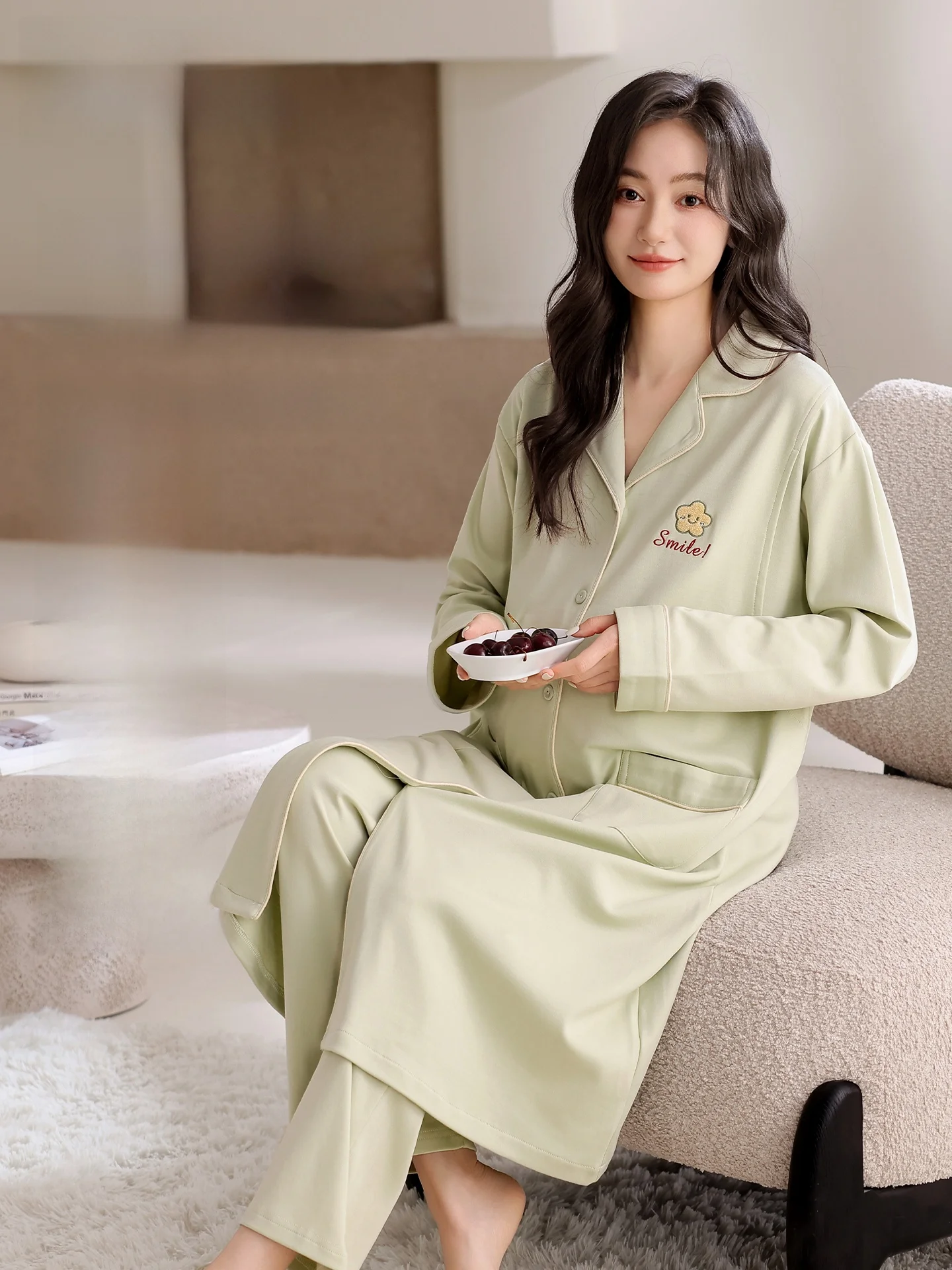 pijama-de-algodon-para-lactancia-bata-fina-de-verano-vestido-de-maternidad-postparto-conjunto-de-ropa-para-embarazadas-comodo