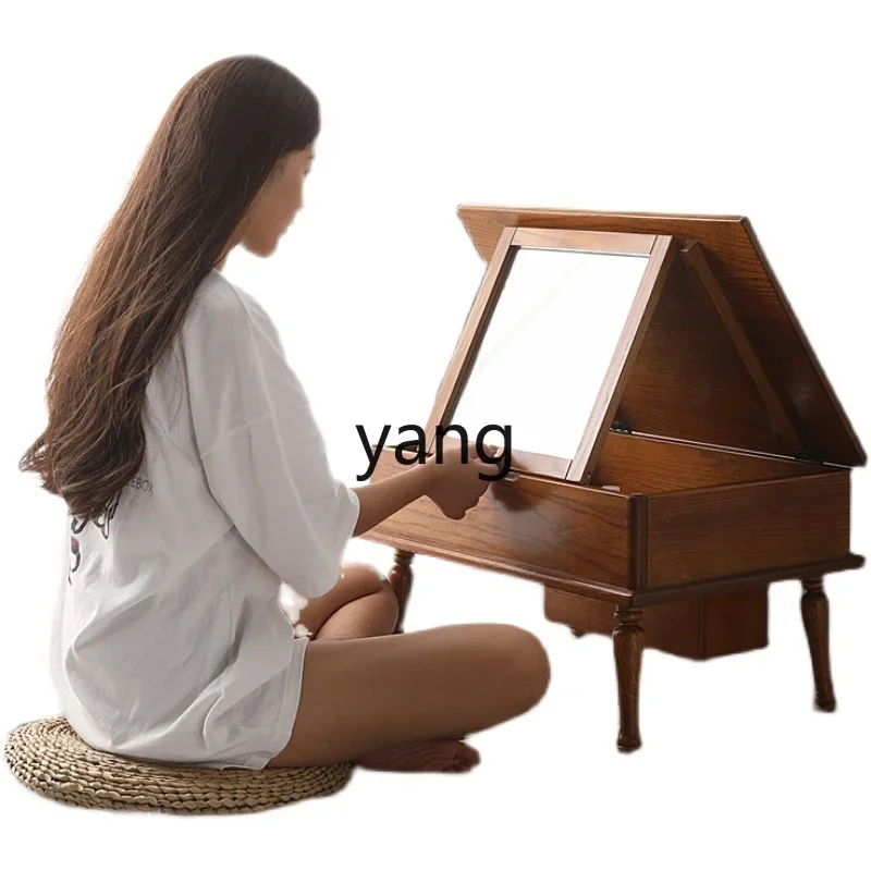 LH solid wood bay window dressing table bedroom small apartment mini dressing table clamshell dressing table