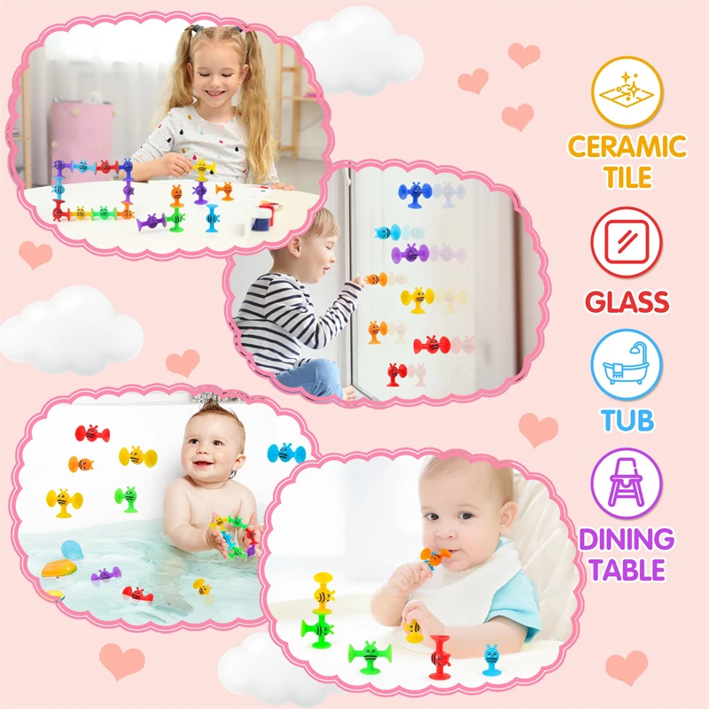 Juego De 48 Ventosas De Baño Para Bebés - Juguetes Sensoriales De Silicona Para Niños De 3 A 8 Años, Creativos Y Educativos