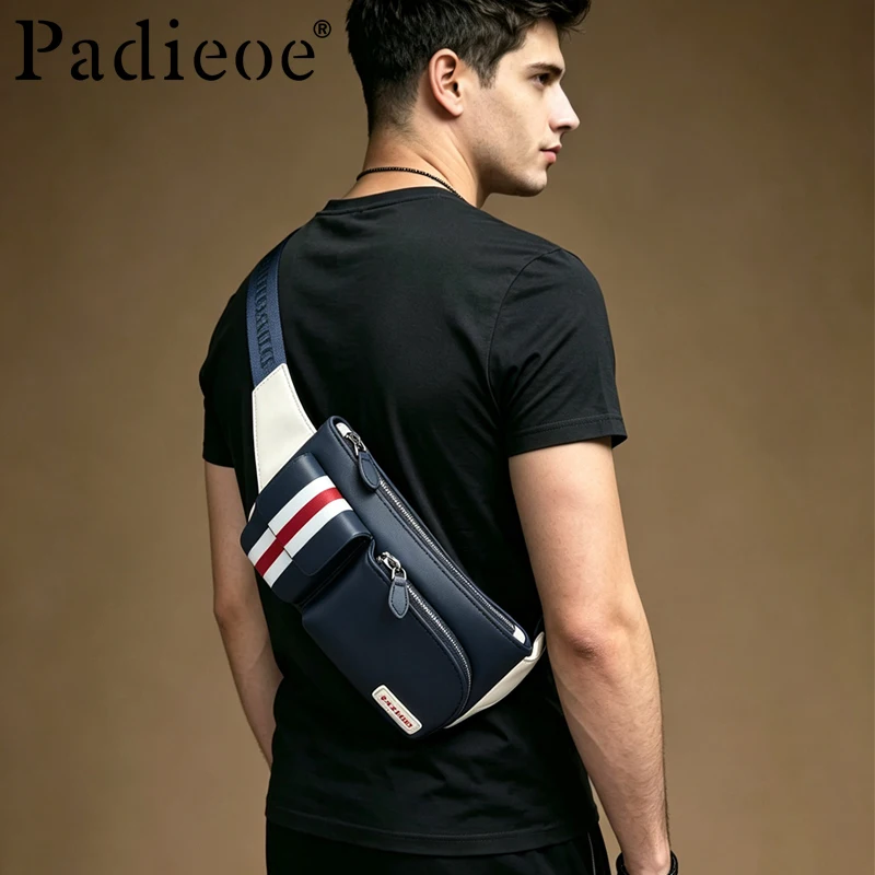 New style crossbody bag - men's top-grade cowhide shoulder bag - men's genuine leather small backpack - crossbody trendy bag