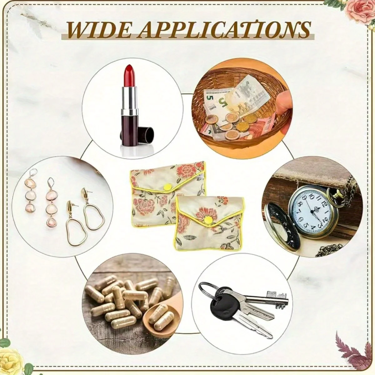 Baitaihem 6 حزمة مجوهرات محفظة الحقيبة حقائب للهدايا الحرير الصيني نمط الديباج حقيبة مطرزة ، ألوان متعددة #6