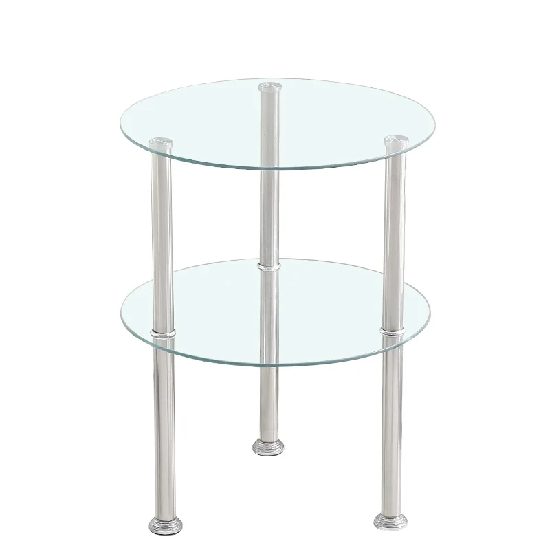 Tempered Glass Small round Table Coffee Table Sofa Side Table Side Cabinet Corner Table Mini Bedroom Bedside Small round Table