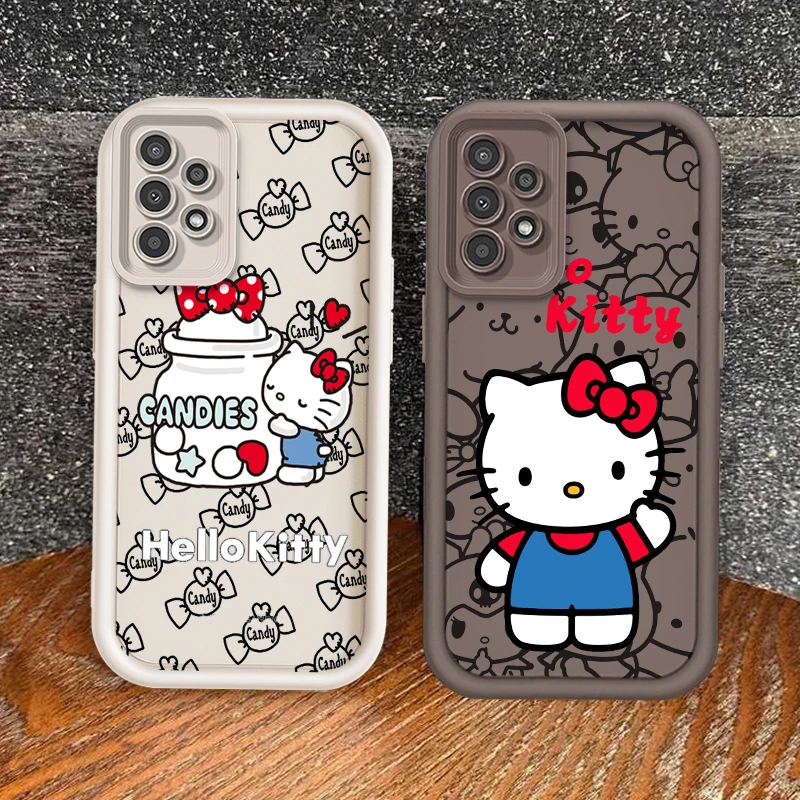 Cartoon H-Hello K-Kitty Cute For Samsung A73 A71 A54 A53 A52 A51 A33 A32 A21S A14 A13 A12 A03 A04 A05 5G Eye Ladder Cover