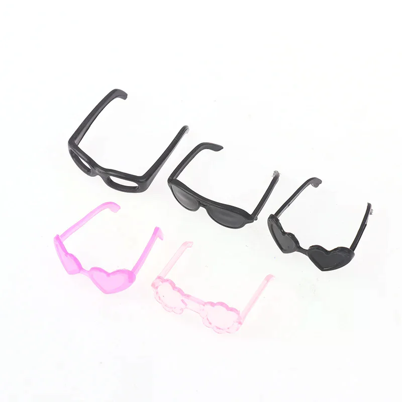 20Pcs Mini Round Frame Plastic Eyeglasses Random Color Doll Eyewear Decor Fashion Dress Up Accessories For Dolls Kids Play Toys