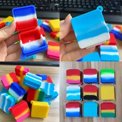 10pcs Square Oil Silicone Jar Non-stick Wax Container 9ml Storage Box Jars Smoking Accessories Face Cream Makeup Bottle