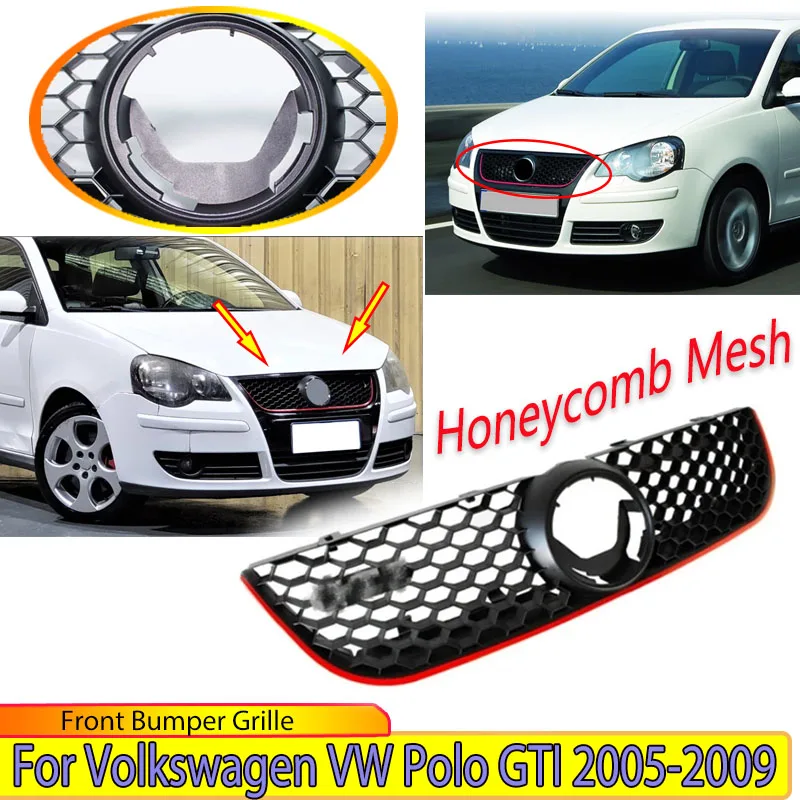 

Honeycomb Mesh for Volkswagen VW Polo GTI 2005 2006 2007 2008 2009 Refit Front Bumper Grille Radiator Air Intake Racing Grills