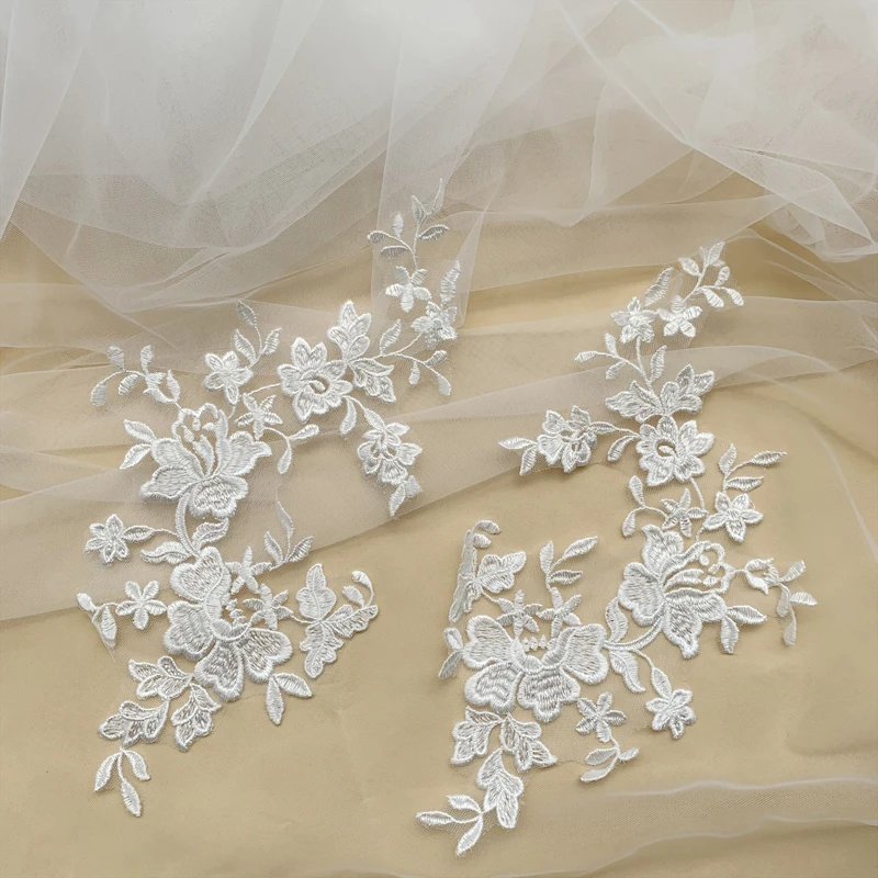 Schwarzer Rayon-Spitzenstoff, Spiegelblumen-Hochzeitsschleier, Kinderbekleidung, Applikations-Nähzubehör, RS4175, 10 Stück, 5 Paare – Detail 8