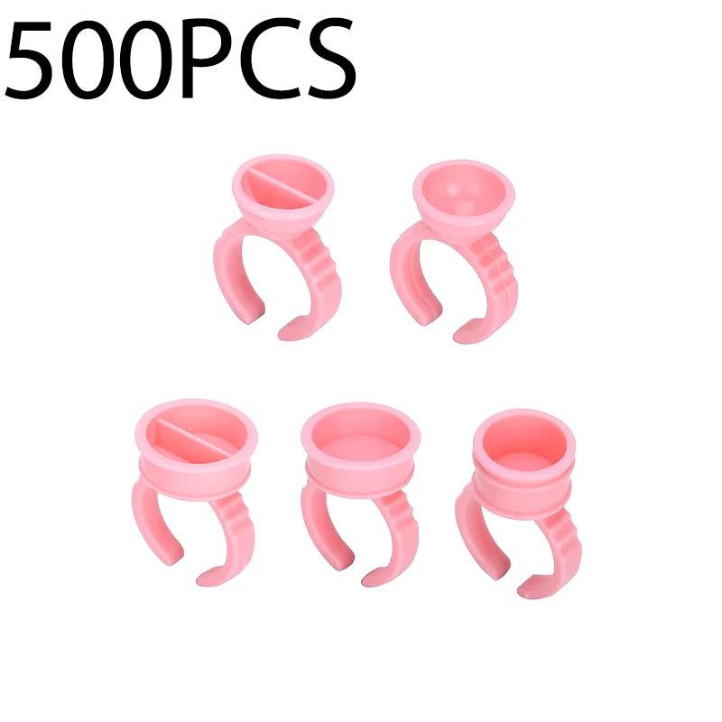

500pcs Disposable White Glue Holder Ring Adhesive Pallet For Eyebrow Tattoo Pigment Eyelash Extension Container Ring Cup