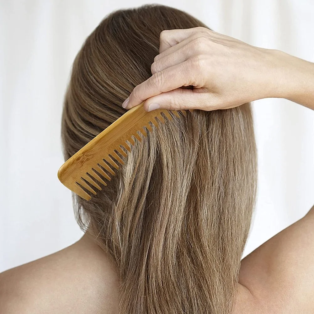Picture 5: Thick Solid Wood Comb Wide Tooth Comb Portable Styling Massage Anti-Static Hair Comb Handleless Hairdressing Comb