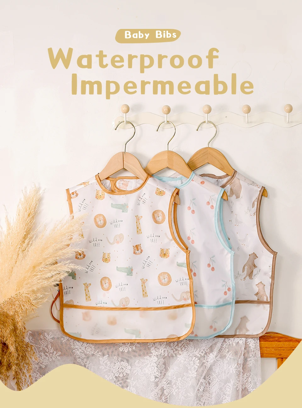 Kangobaby # Mein weiches Leben # Neue wasserdichte Baby ärmellose Lätzchen Mode Ganzkörperabdeckung – Detail 1