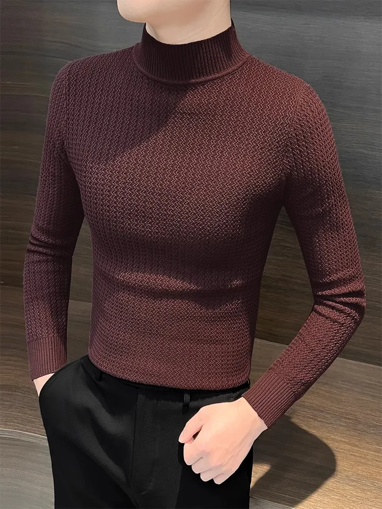 

Мужской облегающий трикотаж High Ne, осень-зима, средний Ne 2025 г., новый вязаный топ в полоску с внутренней стороны, модель M