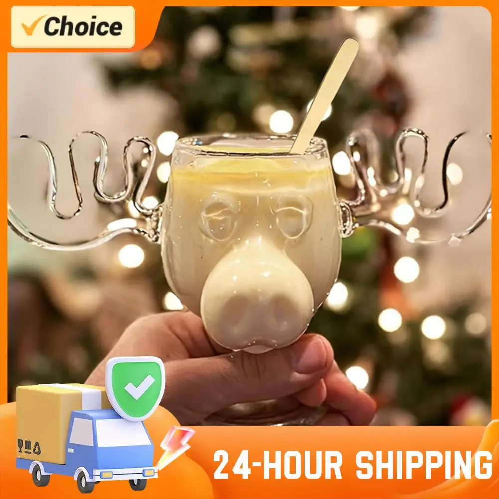 1/2/3 قطعة إِلْكَة عيد الميلاد كوب زجاجي 240 مللي 8 أوقية عيد الميلاد القدح موس القدح الإبداعية الأيائل كوب زجاجي البيرة عصير الماء الحليب كأس للنبيذ القدح