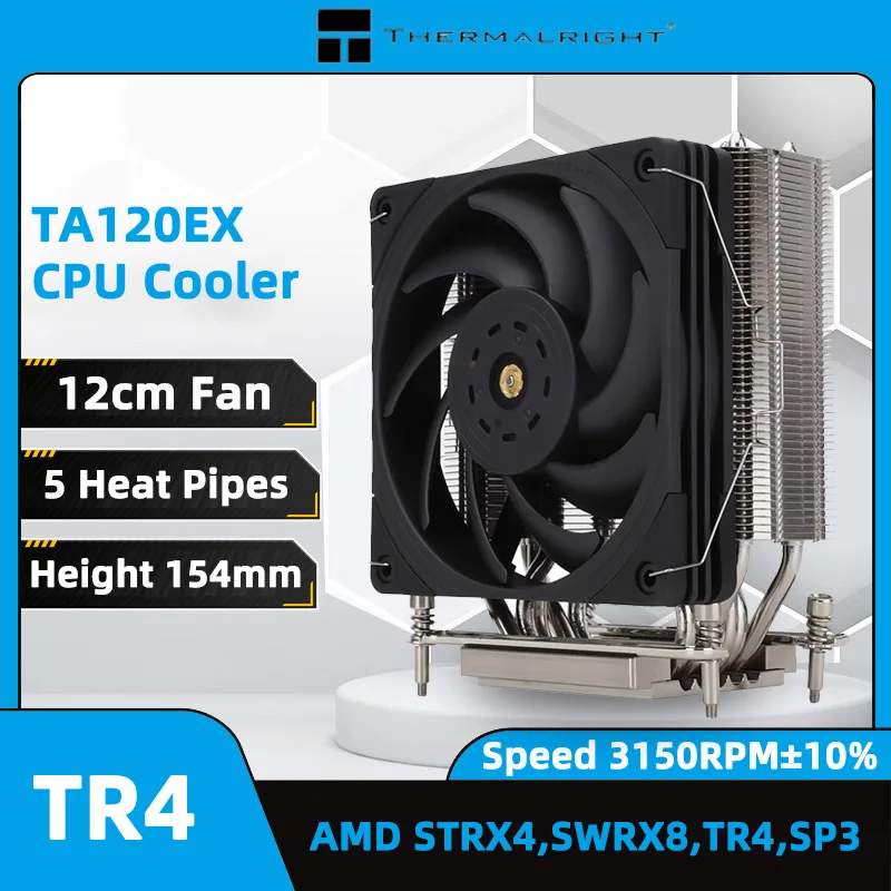 Thermalright TR-TA120EX chłodnica procesora 4PIN PWM 3150 obr./min wentylator chłodzący CPU 5 rur cieplnych wysokość 154mm chłodnica do AMD sTRX4 TR4 SP3